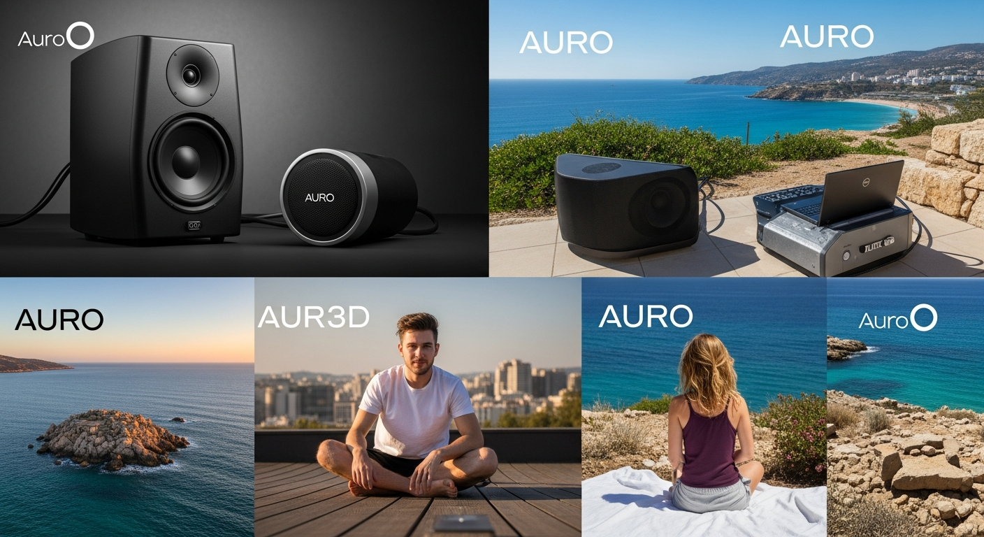 Image summarizing the diverse applications of the Auro brand, including luxury, sound, and wellness